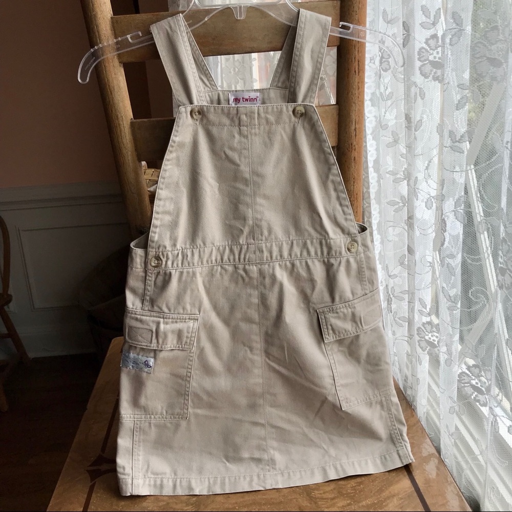 My Twinn Girls Khaki Bib Jumper Skirt Medium 💛